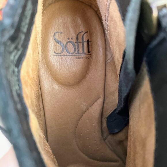 Sofft Tilton Women's Black Oiled Suede & Leather Mixed Media Ankle Boot 8.5M - Picture 9 of 10